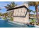 Modern stone water feature by the community pool at 6080 High Seas Dr, Orlando, FL 32821