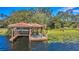 Lakefront dock with gazebo and relaxing chairs at 1120 Preserve Point Dr, Winter Park, FL 32789