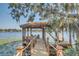 Gazebo on a wooden dock overlooking a serene lake at 1120 Preserve Point Dr, Winter Park, FL 32789