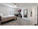 Bedroom with queen bed, desk, and view of kitchenette at 5437 Lake Margaret Dr # C, Orlando, FL 32812