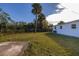 Spacious backyard with grassy area and palm tree at 128 Academy Ave, Sanford, FL 32771