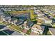 Property's aerial view, showing a backyard and a pond at 16719 Sanctuary Dr, Winter Garden, FL 34787