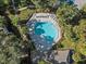An octagonal pool surrounded by lounge chairs and lush landscaping at 604 Northlake Dr, Sanford, FL 32773