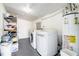 Laundry room with washer, dryer, and storage shelving at 1108 Evangeline Ave, Orlando, FL 32809