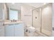 Bathroom boasts a shower, toilet and modern vanity at 241 Riverside Drive # 409, Daytona Beach, FL 32117