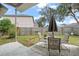 Small backyard with patio furniture and wooden fence at 430 Magpie Ct, Kissimmee, FL 34759