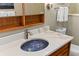 Bathroom featuring a unique vessel sink and wooden vanity at 4390 Saxon Dr, New Smyrna Beach, FL 32169
