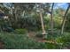 Lush garden with kayaks and stone lantern at 4390 Saxon Dr, New Smyrna Beach, FL 32169