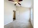 Bedroom with vaulted ceiling, ceiling fan and closet at 1001 Dampierre Ct, Kissimmee, FL 34759