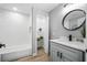Bathroom with white subway tile and a modern vanity at 1404 N Cove Blvd, Longwood, FL 32750