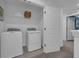 Convenient laundry room with washer, dryer, and shelving at 3330 Thicket St, Tavares, FL 32778
