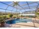 Relaxing screened pool area with fountain and lush landscaping at 437 Prestwick Dr, Davenport, FL 33897