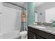Bathroom with tub shower, granite vanity at 4538 Cortland Dr, Davenport, FL 33837