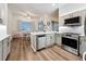 Well lit kitchen featuring stainless steel appliances, tile backsplash, and modern cabinets at 190 Crepe Myrtle Dr, Groveland, FL 34736