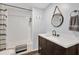 Clean bathroom with modern vanity and shower/tub combo at 28 Da Rosa Ave, Debary, FL 32713