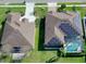 Aerial view showcasing homes with solar panels and a screened pool at 1855 Sugar Cove Ct, Ocoee, FL 34761