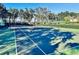 Community tennis court with net, court lines, and surrounded by lush greenery at 1855 Sugar Cove Ct, Ocoee, FL 34761