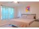 King size bed with light gray bedding and artwork above at 227 Verona Ave, Davenport, FL 33897