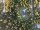 House nestled in a wooded area, seen from above with a pool in the backyard at 720 Napoli Ln, New Smyrna Beach, FL 32168