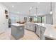 Modern kitchen with gray cabinetry, quartz countertops, and an island at 1861 Goblet Cove St, Kissimmee, FL 34746