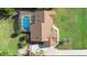 Bird's eye view of the house, highlighting the large backyard and pool at 3425 Suzette Dr, Kissimmee, FL 34746