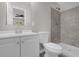 Bathroom with white vanity, toilet and a shower stall at 3650 Se 140Th Pl, Summerfield, FL 34491