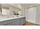 Modern bathroom with double vanity, large shower, and neutral color palette at 5847 Galloping Dr, Apopka, FL 32712