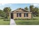 One-story house with brown siding, gray shutters, and a landscaped yard at 5847 Galloping Dr, Apopka, FL 32712