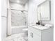 Bathroom with a shower/tub combo and vanity at 653 Trikomo Dr, Davenport, FL 33896