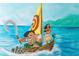 Moana themed mural of characters on boat at 7697 Fairfax Dr, Kissimmee, FL 34747