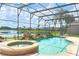 Inviting screened pool with spa and a scenic lake view at 142 Winghurst Blvd, Orlando, FL 32828