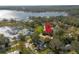 Aerial view of property location near lake at 332 Lake Winnemissett Dr, Deland, FL 32724