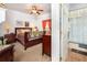 Bright bedroom with a double bed and ensuite bathroom at 300 Sorrento Rd, Poinciana, FL 34759