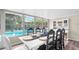 Casual dining area with a white table and pool view from the sunroom at 322 Apopka St, Winter Garden, FL 34787