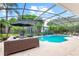 Large screened pool with patio furniture and landscaping at 322 Apopka St, Winter Garden, FL 34787