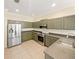 Modern kitchen, stainless steel appliances and green cabinets at 4957 Rock Rose Loop, Sanford, FL 32771