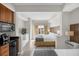 Spacious bedroom featuring two beds and a relaxing pool view at 7383 Universal Blvd # 207, Orlando, FL 32819