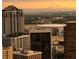 Stunning aerial view of city skyline at sunset at 150 E Robinson St # 3104, Orlando, FL 32801