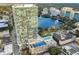 Aerial view of a high-rise building with lake and city views at 150 E Robinson St # 3104, Orlando, FL 32801