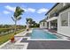 Backyard view showcasing the pool with spa and well-manicured lawn in a relaxing setting at 408 Chelsea Ave, Davenport, FL 33837