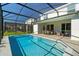 Inviting screened pool and patio area with seating at 16205 Saint Kitts Cir, Clermont, FL 34714