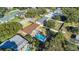 An aerial view showcasing the house's backyard oasis, including a refreshing pool at 3020 Nancy St, Orlando, FL 32806