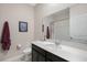 Clean bathroom with single vanity and shower/tub combo at 4530 Tahoe Cir, Clermont, FL 34714