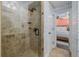 Modern shower with glass enclosure and stylish tile at 5501 S Atlantic Ave # 4150, New Smyrna Beach, FL 32169