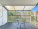 Relaxing screened balcony with table and chairs, offering a view of the lush green surroundings at 4818 Marks Ter # 385 B2, Orlando, FL 32811