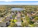 Aerial view showcasing a house with a pool, situated near a lake at 11016 Orangeshire Ct, Ocoee, FL 34761