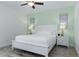 Inviting bedroom featuring a large bed, ceiling fan, bedside tables with lamps, and light-colored flooring at 2904 On The Rocks Pt, Kissimmee, FL 34747