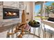 Modern fireplace with stone surround, located in the living room at 400 W Hazel St, Orlando, FL 32804