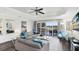 Bright living room with golf course views, comfortable seating, and large windows at 1368 Centre Court Ridge Dr # 104, Reunion, FL 34747
