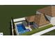 Rendering showing a sparkling pool and spa with manicured yard and fence at 205 Hazard St, Orlando, FL 32804